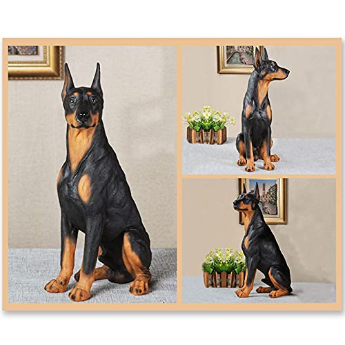 Cllx Garden Ornaments, Realistic Doberman Dog Statue, Animal Memorial Figurines, Resin Sculpture Waterproof, Decorated In Outdoor Home Courtyard Grass,Sitting #TOP4