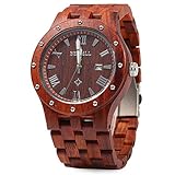 Reloj de gran caso lujo rojo sándalo relojes Japón cuarzo relojes de madera con Fecha Calendario regalo único