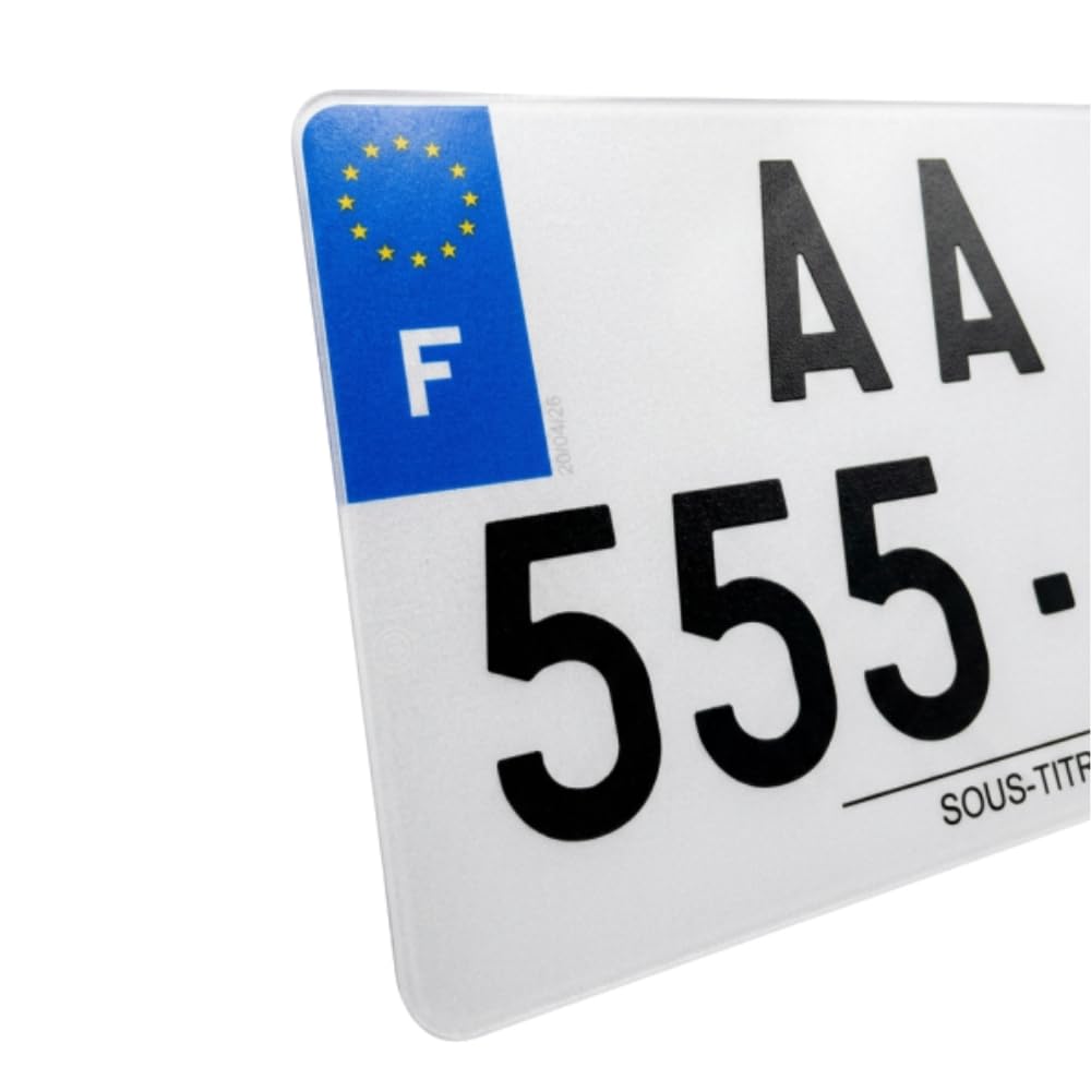 Plaque immatriculation homologuée plexiglas 210x130 mm – Moto – Made in France