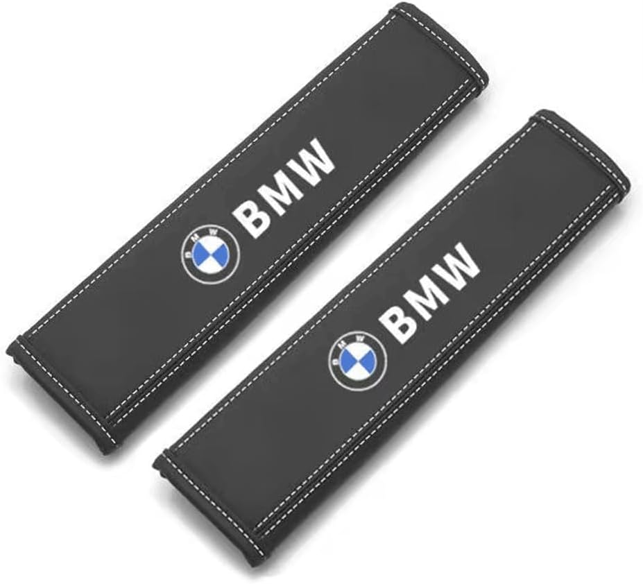 VAGILO (2 Pack Black) for BMW Seat Belt Pad Cover,Leather
