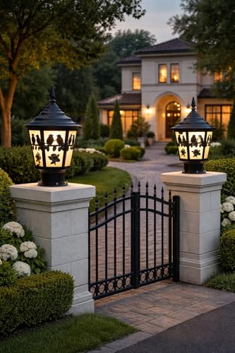 Image of Premium 2019 Bird & Rose Cut Design Outdoor Waterproof Decorative Gate Light for Villa Entrance Gate /Post Light for Home Entrance, Driveway & Landscape Decor(Pack of 2)