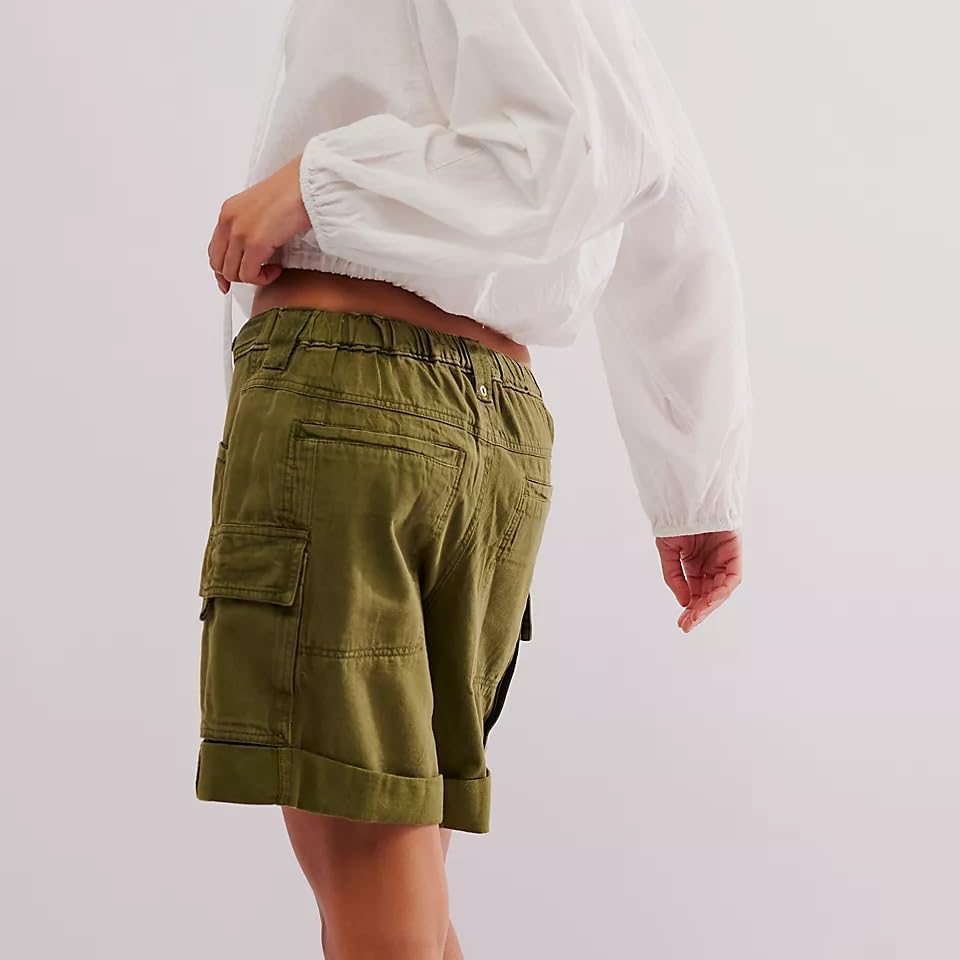 Mxiqqpltky Drawstring Jean Shorts Womens Casual High Waisted Straight Leg Baggy Denim Shorts Summer Loose Fit Short Jeans Y2K - Image 2