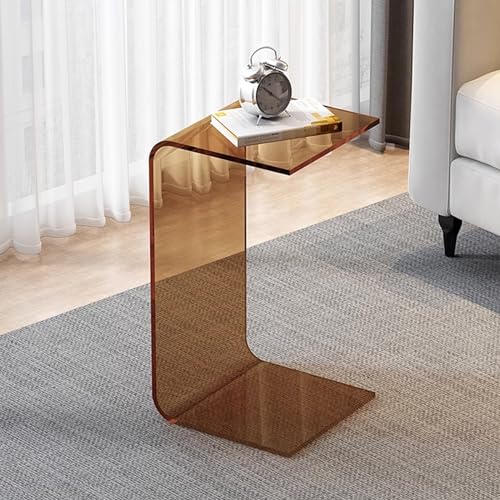 Mesa auxiliar en forma de C ideal para ganar espacio junto al sofá