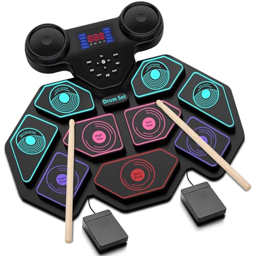 Electronic Drum Set - YUOIOYU Electric Drum Set Roll Up...