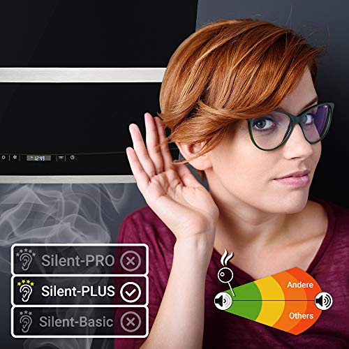 Afzuigkap 60 cm | Muur Afzuigkap met stahoogte | roestvrij staal | zwart glas | automatische uitschakeling | Aanraakbediening | HERMES606S - Image 5