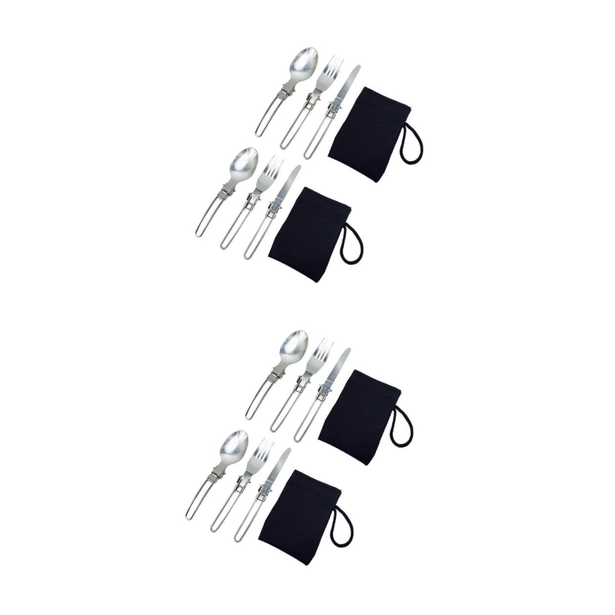 Kisangel 4 Set Utensili Pieghevoli Inossidabile Forchette e Cucchiai per Picnic e Attività