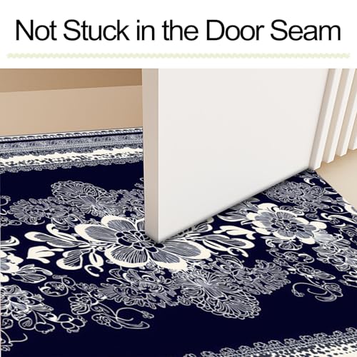 Tapis de salon antidérapant style ethnique bleu profond 60x90 cm - 6
