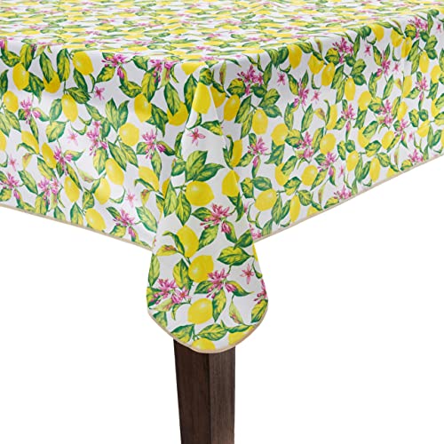 Violet Linen Manteles Impresos Tejidos poliéster Europeo de la Tela del patrón Floral cítrico del limón, 60" X 102", Amarillo Cover