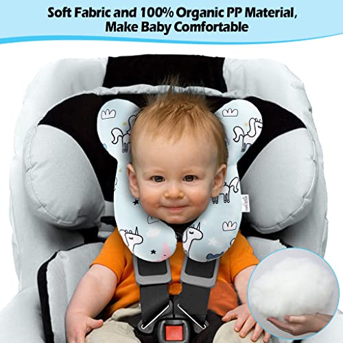 Image of KAKIBLIN Baby Neck Pillow, Baby Support Pillow,Upgraded Neck Pillows for Car Seat,Head and Neck Support Pillow for Car Seat, Stroller, Pushchair(Unicorn)