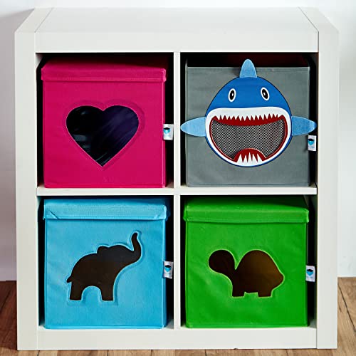 LOVE IT STORE IT Aufbewahrungsbox mit Deckel - Kallax Einsatz aus Stoff - Verstärkt mit Karton - Quadratisch - Hellblau mit Elefant - 30x30x30 cm