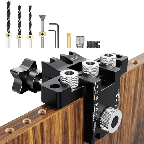 Dima Per Spinatura Legno 6/8/10Mm, 3 In 1 Lega Di Alluminio Guida Per Foratura,Regolabile Sagoma Di Foratura Fori A Tasca,Per Lavorazione Del Legno Fori Di Posizionamento