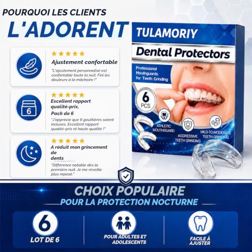 6 Pièces Protège-Dents Nuit Réutilisables,Gouttière Dentaire Moulable pour Bruxisme,Protecteurs Buccaux Anti-Grincement pour Homme et Femme,Améliore La Qualité Du Sommeil, Facile à Transporter – vue 5