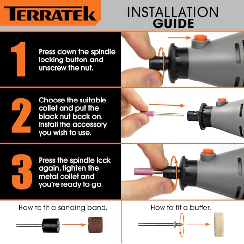 Terratek Corded Rotary Tool 120Pc Accessory Set, 135W Variable Speed 8000-33000RPM, Ideal for DIY Projects, Woodwork, Hobby Craft & Dremel Multi Tool Compatible 6 Terratek Corded Rotary Tool 120Pc Accessory Set, 135W Variable Speed 8000-33000RPM, Ideal for DIY Projects, Woodwork, Hobby Craft & Dremel Multi Tool Compatible - Image 6