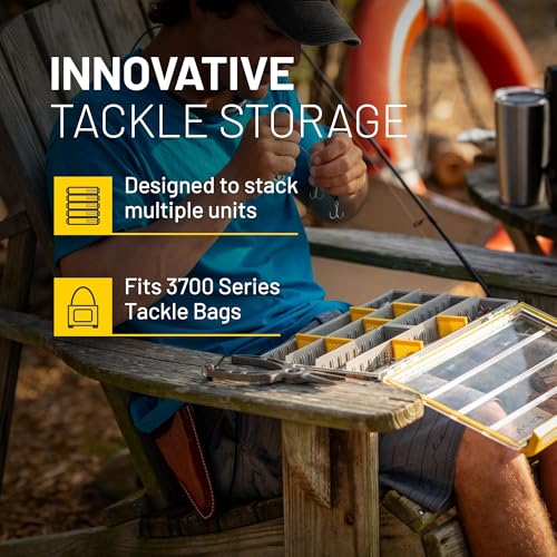 Image of Plano EDGE 3700 Premium Tackle Utility Box, Gray and Yellow, Stackable Organizers, Waterproof, Rust-Resistant Bait and Tackle Storage