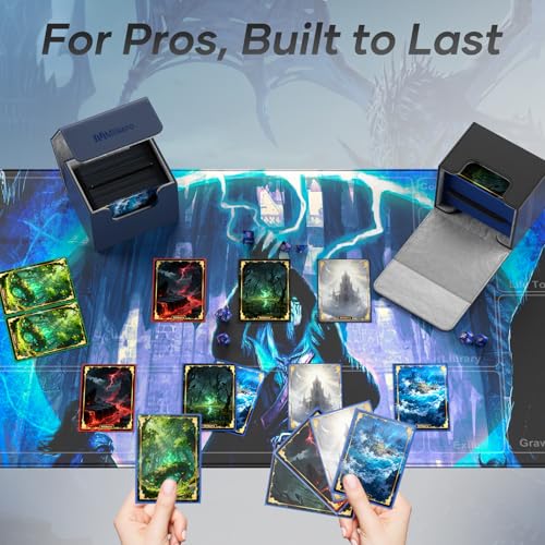 Image of Mlikero 4 Pack Card Deck Box, Commander Deck Box Holds 400+ Double-Sleeved Cards with 4 Dividers, Leather Magnetic Closure Card Box Fit for MTG, TCG (4 Colors)