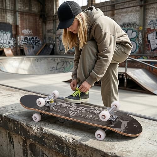 Professionelles Doppel-Kick-Skateboard, 78,7 cm Ahorn-Deck, ABEC-7-Kugellager, 95A PU-Räder, individuelles Grafikdesign (Fledermaus, 81cm)