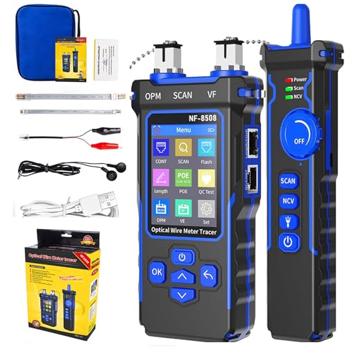 Image of NOYAFA NF-8508 Network Cable Tester with Optical Power Meter VFL, RJ11 RJ45/PoE Tester/CAT5 CAT6/length Measurement, Telephone line Trace Meter with Headset, Network Tools
