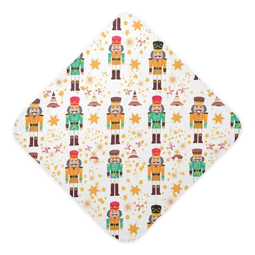 Kigai Baby Hooded Towel Absorbent Baby Bath Shower Towel with Hood for Newborn Boys Girls Babies Infant Toddler (Nutcrackers 35 x 35 in)