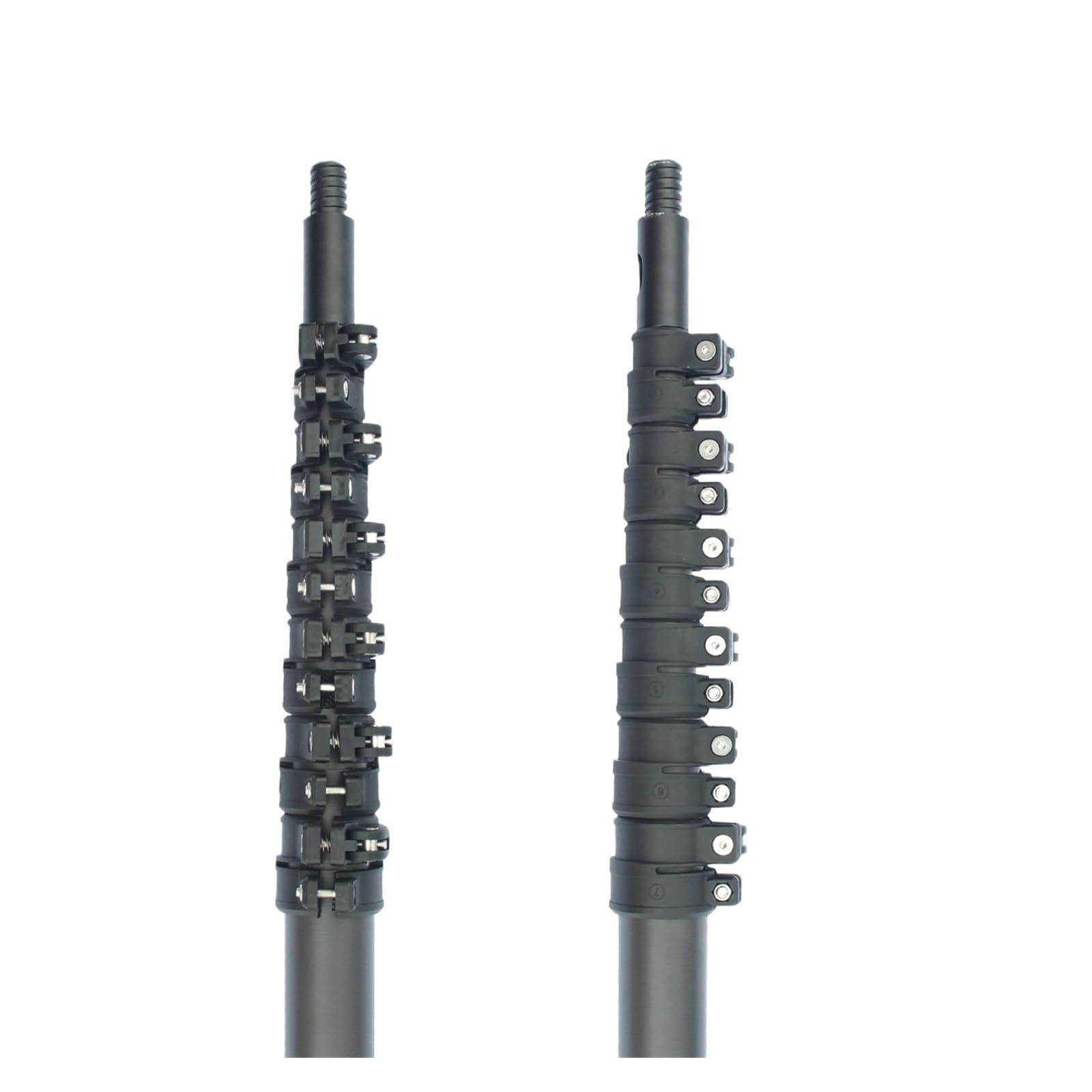 Asta for pulizia telescopica ad alta portata in fibra di carbonio da 30/36/42 piedi | Blocco flip-cam, adattatore a doppia filettatura, spessore del tubo da 1,0 a 1,2 mm(40FT)