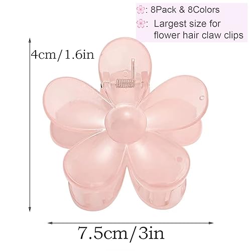 Miniatura 2 de Pinzas para el cabello de flores, 8 pinzas antideslizantes para el cabello, pinzas de garra grandes, lindas pinzas para el cabello de sujeción