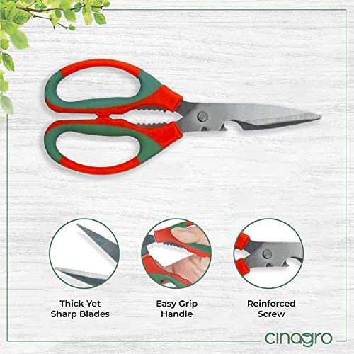 Image of Cinagro (Set of 3) Stainless Steel Gardening Tools, Pack of Pruning Shears, Pruning Secateurs and Gardening Scissors, Sharp Blades for Easy Cutting, Comfortable and Durable (Multicolor)