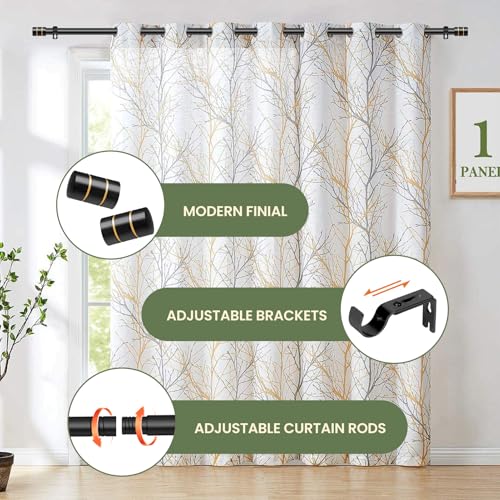 Image of Long Curtain Rods for Windows 66 to 120 Inch Heavy Duty Curtain Rods Black Splicing Set with Easy Installation for Sliding Glass Door Living Room Patio Modern Design