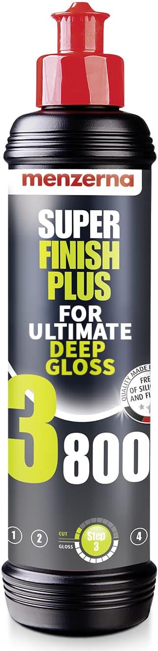 MENZERNA High Gloss Polish Super Finish Plus 3800 I For a Perfect Mirror Finish especially on Dark Colored Paints I Polishing Compound for Marks, Micro Scratches & Holograms I Silicone Free I 250ml