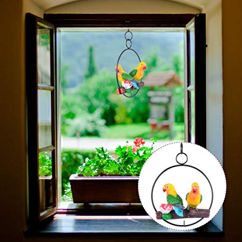 Hemoton Parrot Hanging Parrot Statue Bird Ring Perch Sculpture For Patio Garden Lawn Home Decor Christmas Decoration #TOP1