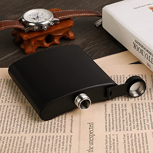 10 Pcs Hip Flask For Liquor Black 6Oz Stainless Steel Leakproof With 10 Pcs Funnel For Gift, Camping, Wedding Party #TOP6