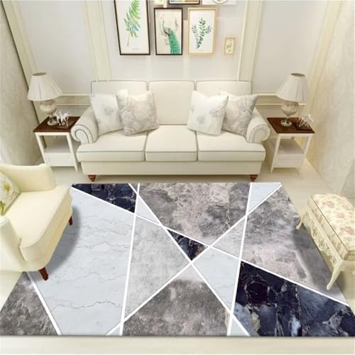 Tapis de salon géométrique gris 140x200cm lavable - 2