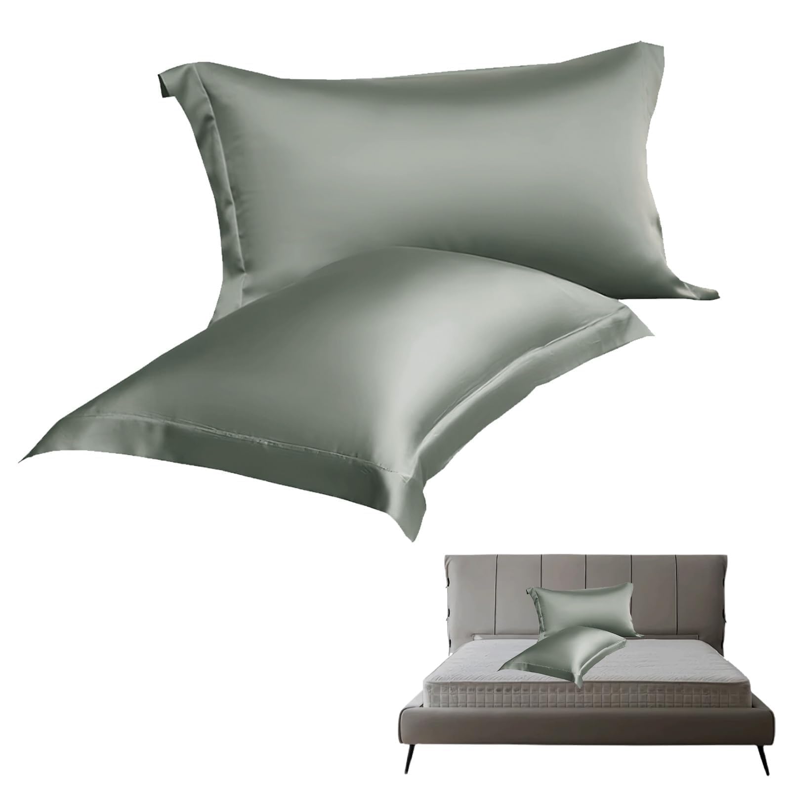 downluxe Cuscino in piuma d'oca, set di 2 cuscini per dormire con rayon derivato da guscio di bambù, queen size (20 x 28