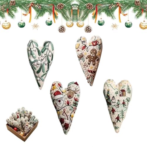 DIY Heart Shaped Hand Embroidered Christmas Ornament Kit – Beginner-Friendly