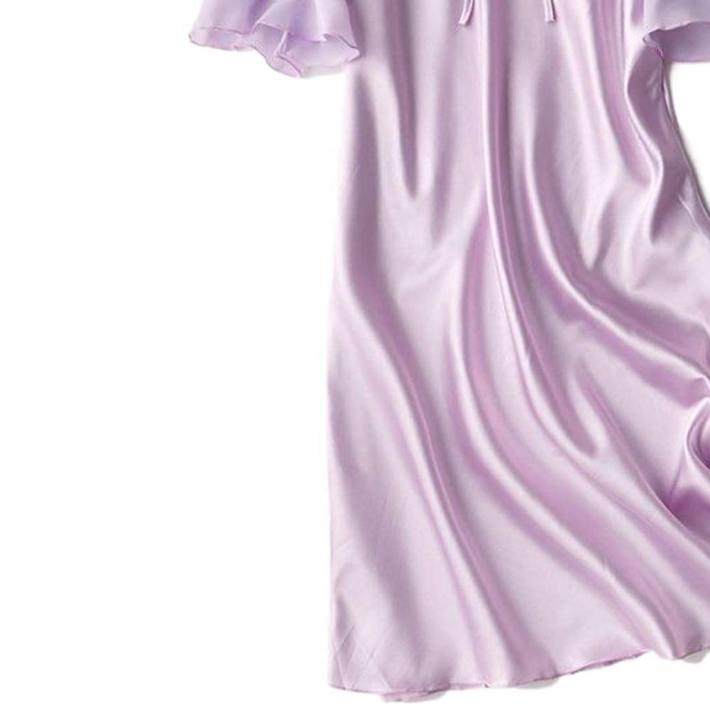Pijama De Seda De Hielo para Mujer, Camisón De Encaje, Ropa De Dormir Sexy para Mujer, Ropa De Dormir De Verano,Casa, Camisón