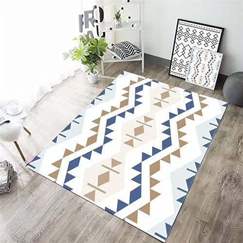 Tapis pour chambre 40x60cm bleu à motif triangulaire durable - 2