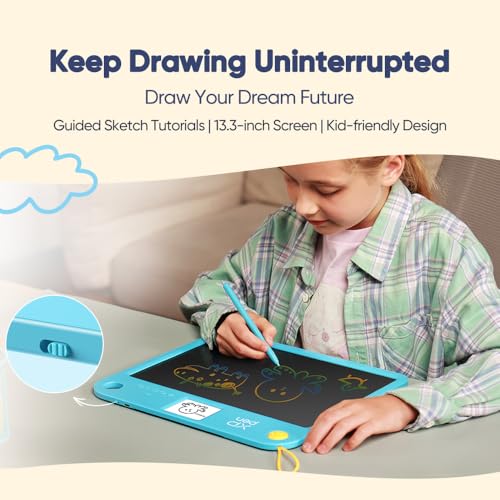 Image of XPPen Doodle Learning Board | 13.3 inch LCD Writing Tablet for Kids with 250+ Step-by-Step Lessons & Voice Learning | Educational Drawing Pad (3+ Years) - Pink