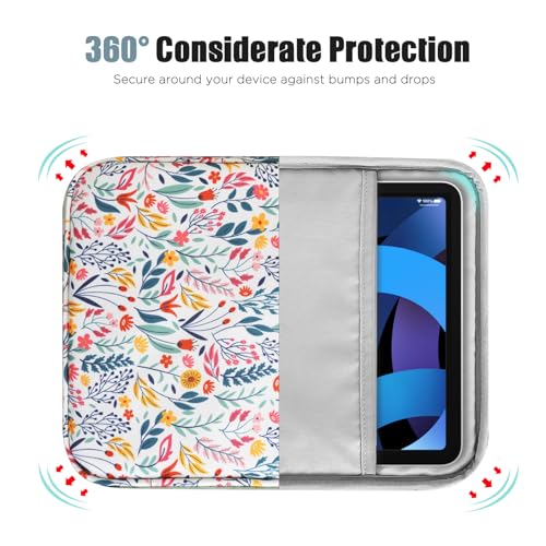 Image of TiMOVO 9-11 inch Tablet Sleeve Bag with Pocket, Flowers | Fits iPad 11 inch A16 2025, iPad 10.9 inch /10.2 inch, Air 11 inch 5th /4th Gen, Galaxy Tab A9+ /A11 Plus 11 inch