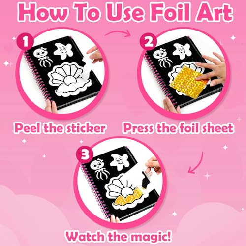 Image of FUNNYB&G Foil Art Crafts for Kids Ages 4-8: Valentines Crafts for Kids 2026,Birthday Gift for Girls,Art and Crafts Supplies,Party Favors,Creative Toys for Girls Boys 4 5 6 7 8 9 Years Old(Mermaids)