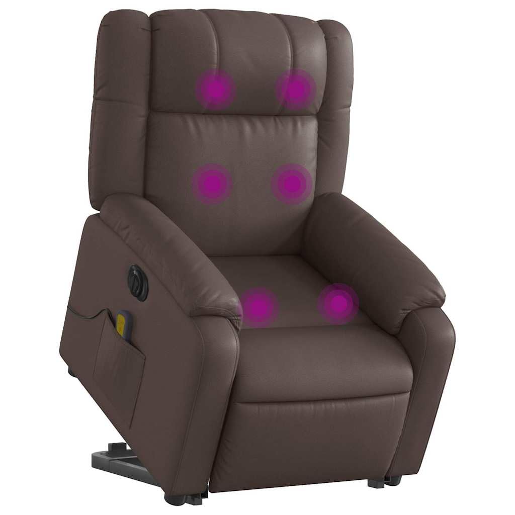 Sillón elevador eléctrico reclinable con masaje de 6 puntos, función elevación y vibración, respaldo ajustable hasta 135°, estructura estable de madera y metal,