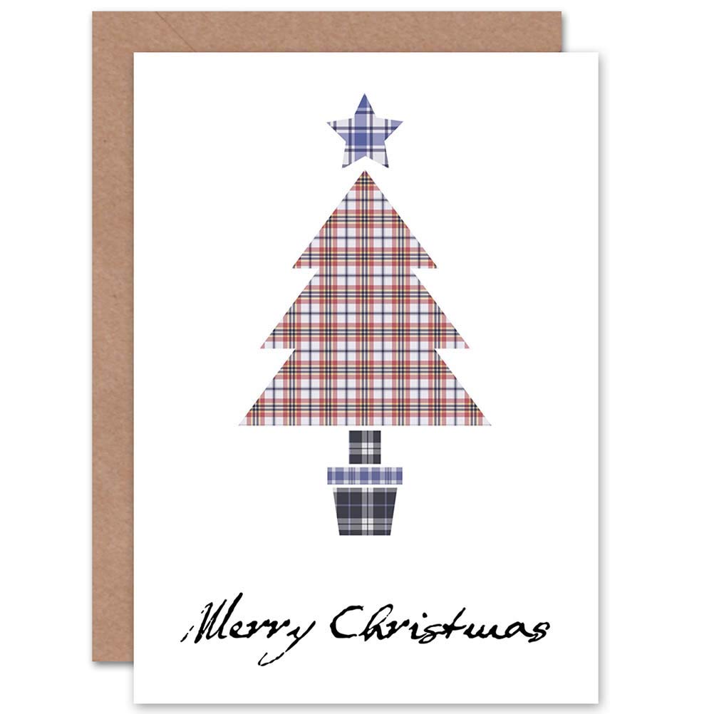 Wee Blue Coo CARD CHRISTMAS XMAS MERRY TARTAN TREE BONNIE SCOTLAND GIFT
