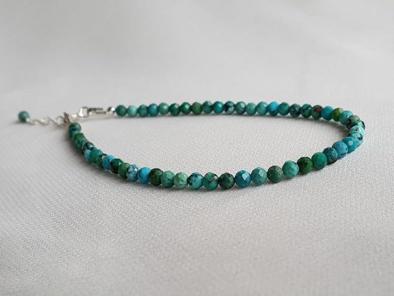 Bracelet turquoise rondelle 3mm en argent fin LKBEADS