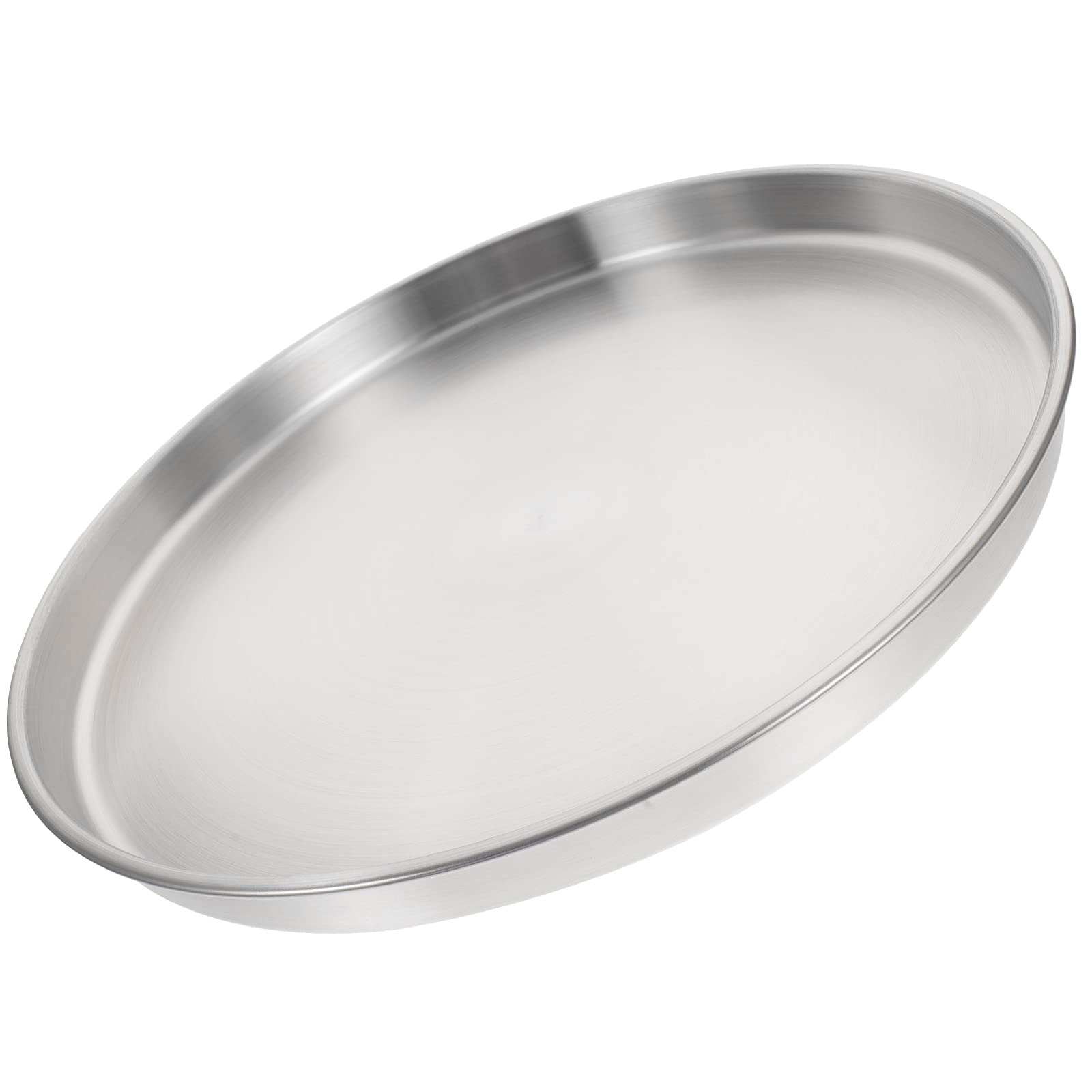LOGOFUN Edelstahl-Tablett, rund, Serviertablett, groß, flach, Aufbewahrungsplatte (Silber, 30 cm), 2 Stück