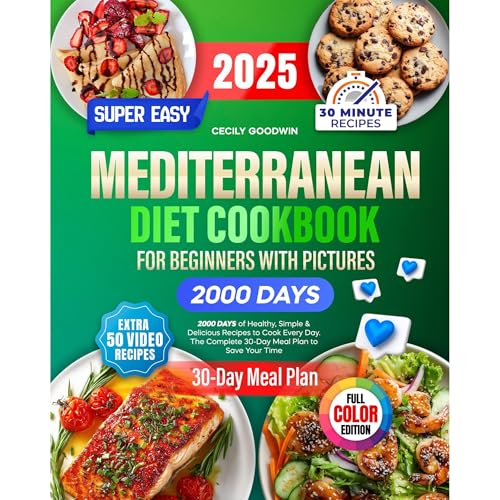 Super Easy Mediterranean Diet Cookbook for Beginners with Pictures Audiolibro Por Cecily Goodwin arte de portada
