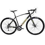 Tommaso Sterrata Shimano Claris R2000 Gravel Adventure Bike with Disc Brakes, Extra Wide Tires, and Carbon Fork Perfect for Road Or Dirt Trail Touring, Matte Black - Medum
