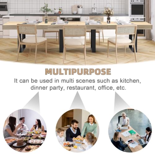 Image of 63-79 Inch Extendable Dining Table, Oak Wooden Kitchen Table for 6-8 | STHOUYN Expandable Dining Room Table, Natural Oak Finish, Modern Rustic Style, Seats 6-8, Long Rectangle, Conference Use