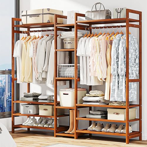 Portant à vêtements en bambou pour organiser l'entrée et la chambre