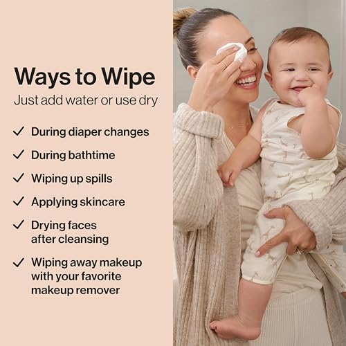 the honest company 100 pure organic cotton dry wipes multi-use disposable facial cloths and baby wipes hypoallergenic and gentle on skin 192 count