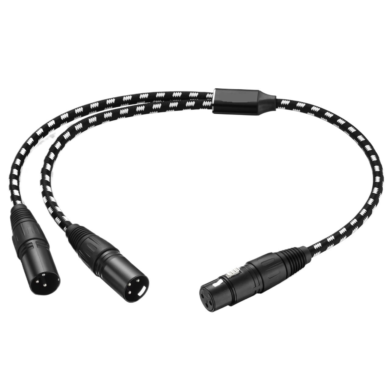 Pleciony kabel XLR męski na podwójny XLR żeński 3-pinowy rozdzielacz podwójny (folia+pleciony) ekranowany do wzmacniacza miksera mikrofonowego 50 cm (męski do podwójnego żeński)