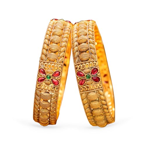 Image of Rubans Gold Plated Set of 2 Bangles Handcrafted Traditional Stylish Trendy Jewellery Gift for Women & Girls
