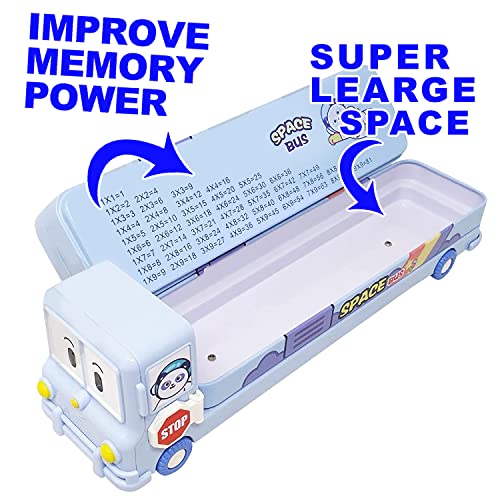 Image of Party Propz School Bus Pencil Box Boys - Pack Of 2 Compass Box With Wheel, Stylish School Bus Pencil Box For Boys, Pencil Box Bus Toys For Kids 3+ Years Can Also Be Used As Kids Geometry Box, Blue