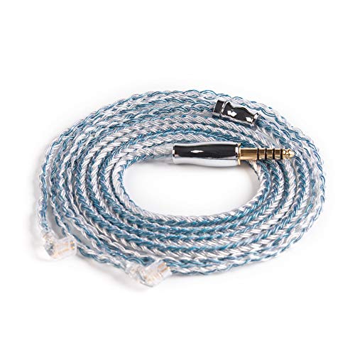 YINYOO Replacement Earbuds Cable 16 Core High Purity Silver Plated for ZSX ZS10 PRO AS16 ZSN AS12 ZSN PRO KBEAR KB10 KB06 CCA CA4 C12 A10(for QDC, 4.4mm Audio Jack)